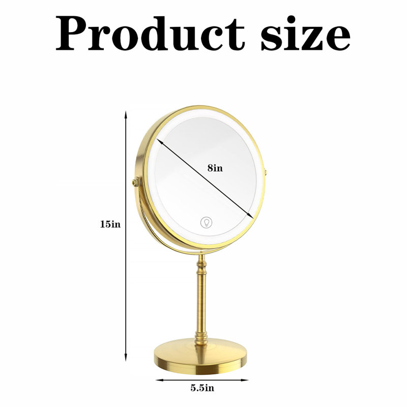 Rechargeable Double Sided Magnifying Vanity Mirror，Lighted Makeup Mirror With Lights And Magnification，1X/10X, Brushed Bronze