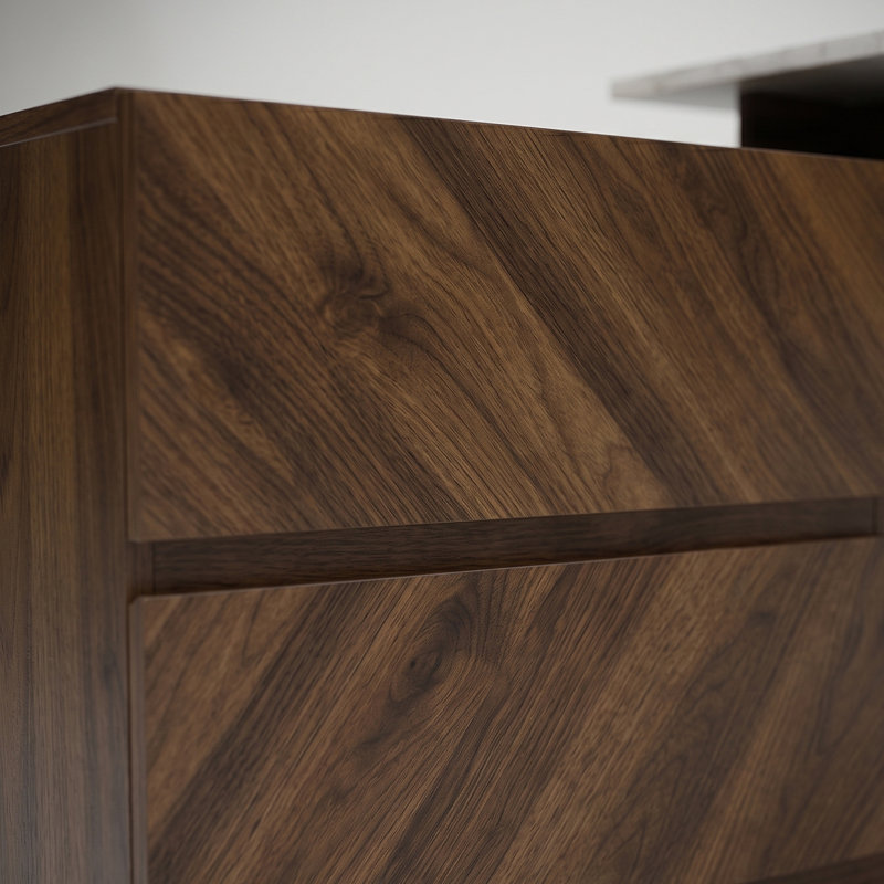 CARRARA L-Shaped Credenza Desk, White/Brown