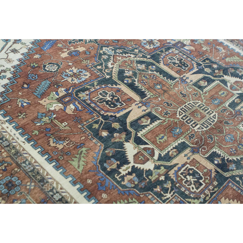 Hand-Knotted High-Quality Rust and Rust Area Rug