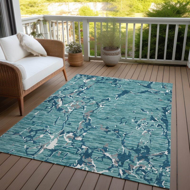Red Abstract Synthetic Washable Rectangular Rug 30" x 46"