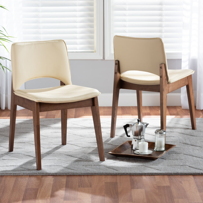 Charmica 18.1'' H Faux Leather Upholstered Side Chair, Beige