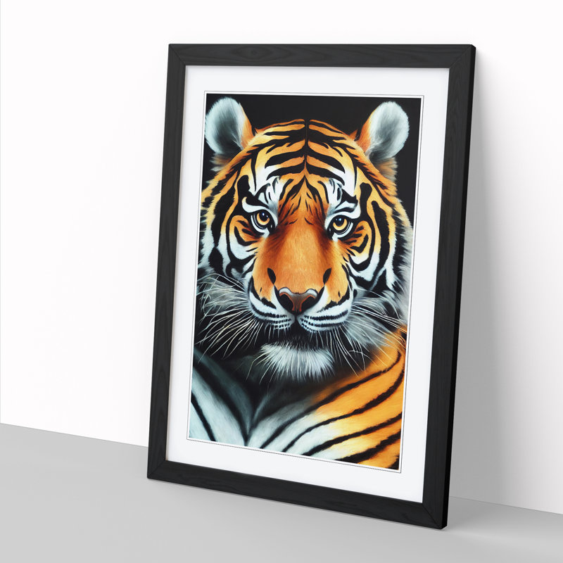 FRM-V0523-2517X Tiger Portrait Vol.5 - Single Picture Frame Print, Black, 46cm H x 34cm W x 2cm D