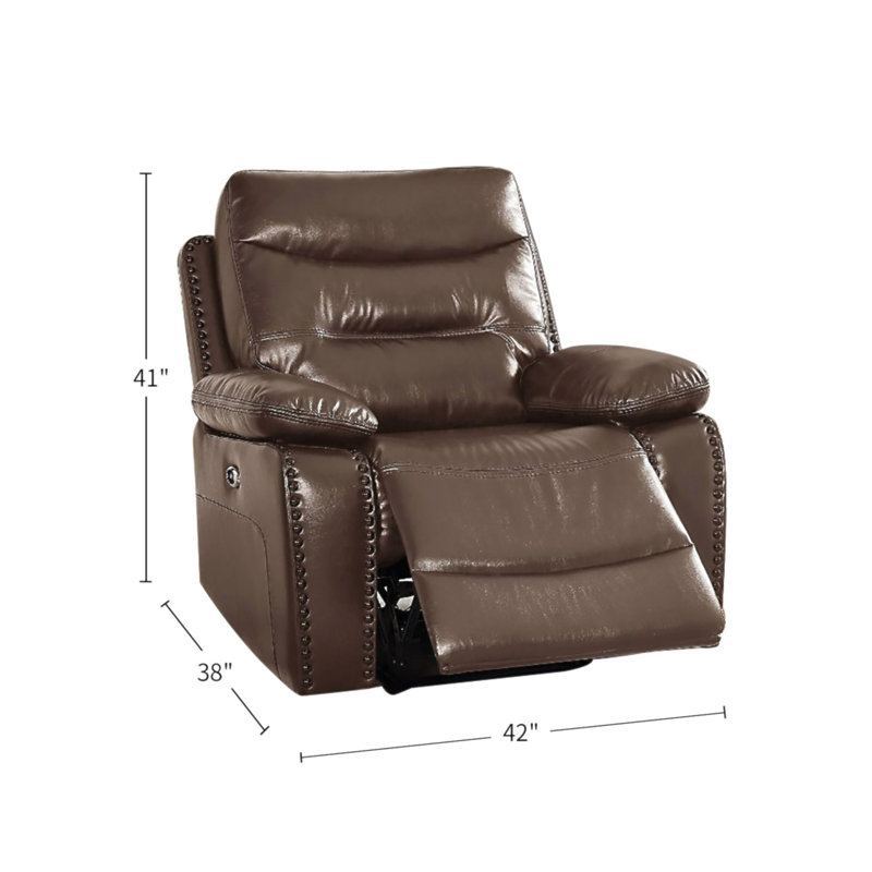 Leather-Gel Upholstered Power Motion Recliner
