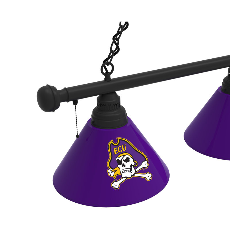 3 - Light Pool Table Lights Pendant, Black, East Carolina Pirates