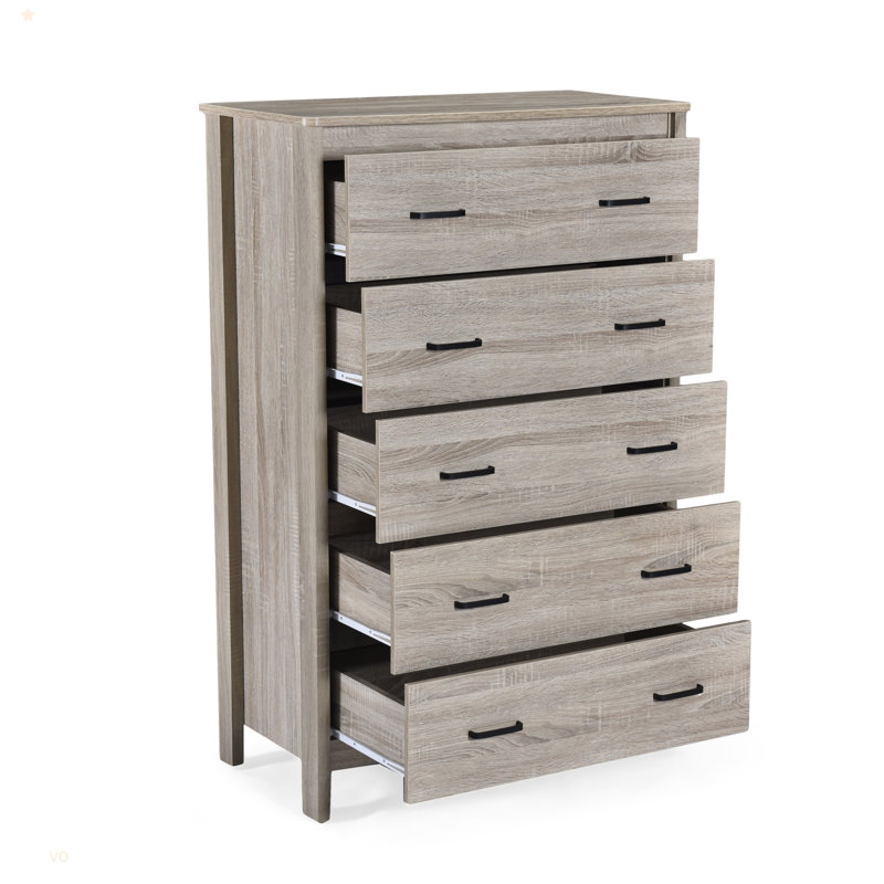 Commode 5 tiroirs Toolless, Chêne