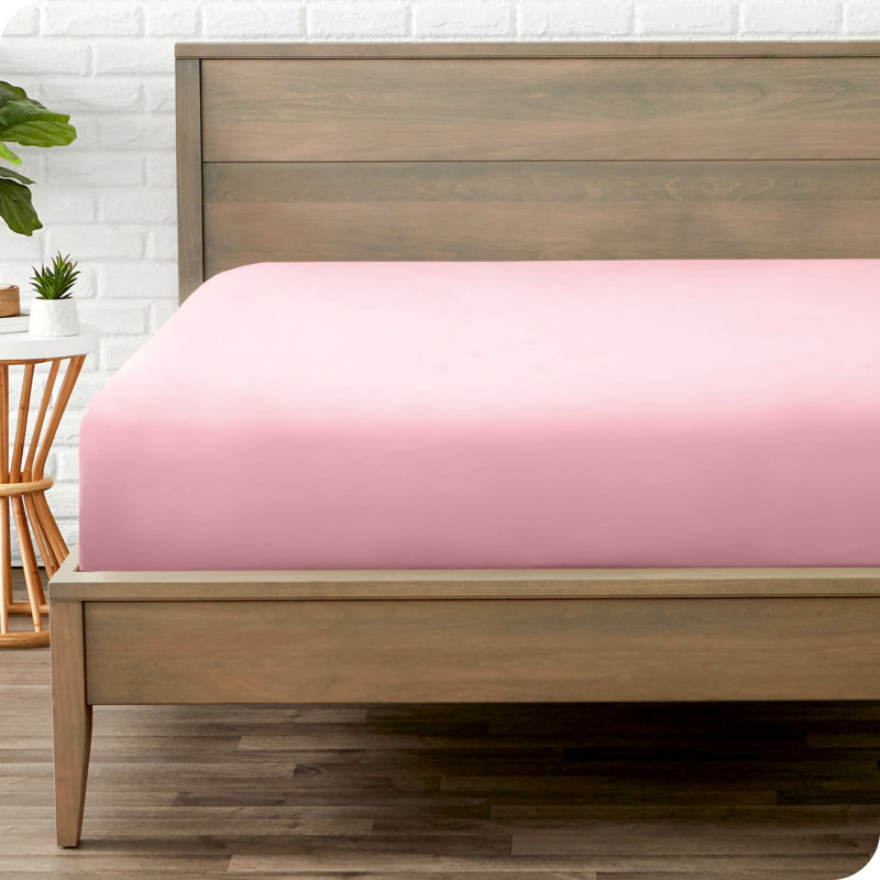 Microfiber Fitted Sheet, Twin Fitted Sheet, Light Pink