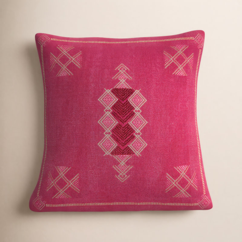 Coussin 100% laine Mikes, Pas de bourre, Rose / brun clair