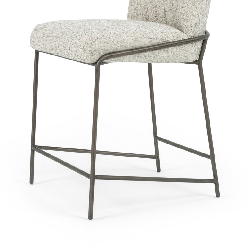 Astrud Upholstered Bar Stool with Metal Frame, Polyester Blend Cream, Counter Stool (25" Seat Height)