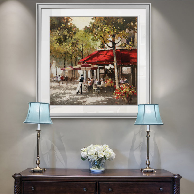 « paris al fresco », peinture, H 16 po x l 16 po x P 1,5 po, Encadrement argenté