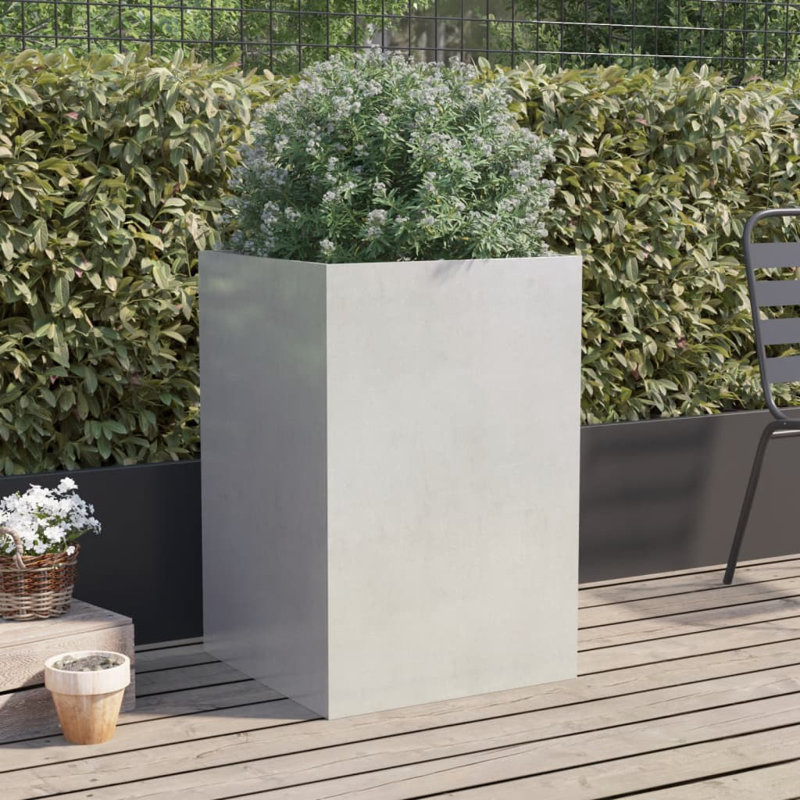 Planter Steel, 75cm H x 52cm W x 48cm D, Silver