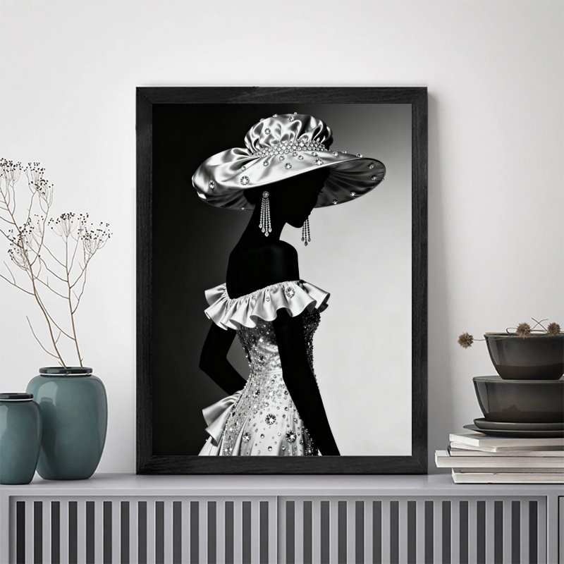Reproduction d'art encadré noir, déesse de diamant rétro, H 11 po x l 9 po
