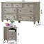 Ensemble de commode 7 tiroirs et 2 tables de chevet, mobilier de chambre à coucher en bois de ferme avec stations de charge, colonne romaine et pieds en bois massif pour la chambre à coucher, le salon et l'entrée-323277108