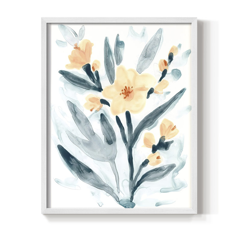 "Bouquet indigo et rosé II", H 15 po x l 12 po, Blanc