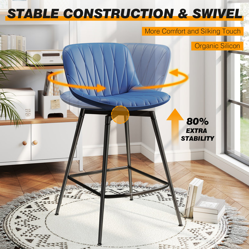 Tabouret de bar rotatif 28 po | Peut supporter jusqu'à 500 lb, Bleu, 2