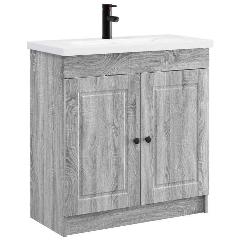Vanity & Mirror Set, Grey Sonoma