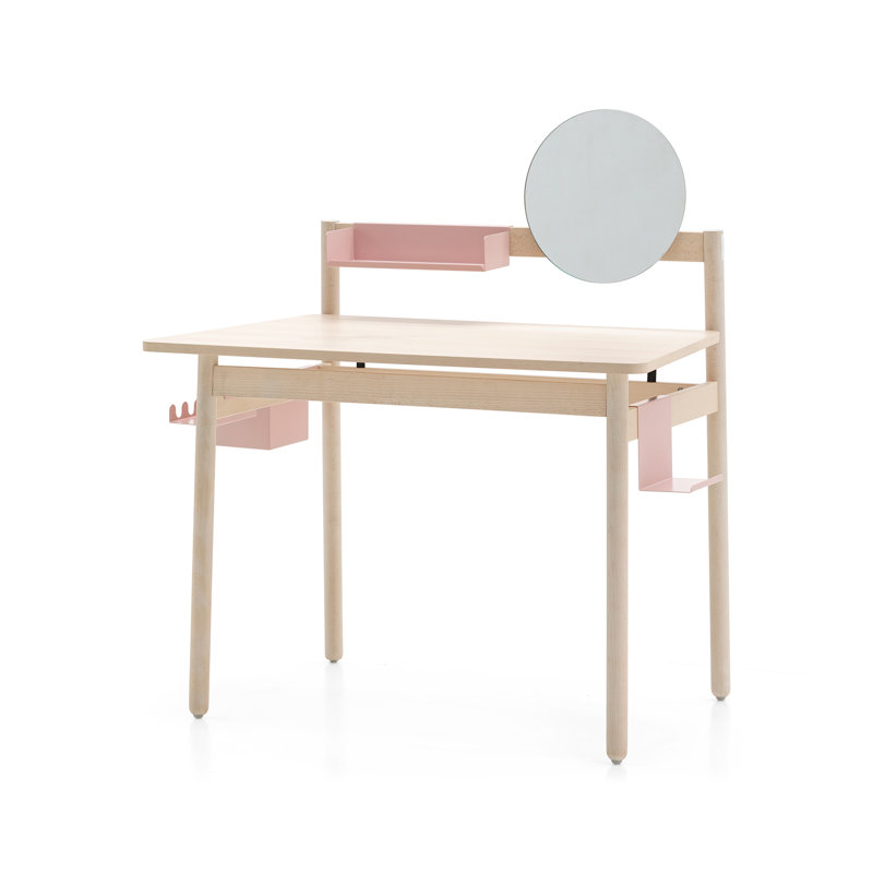 Ens Desk with Wooden Top, Bleached Beech, Bleached Beech