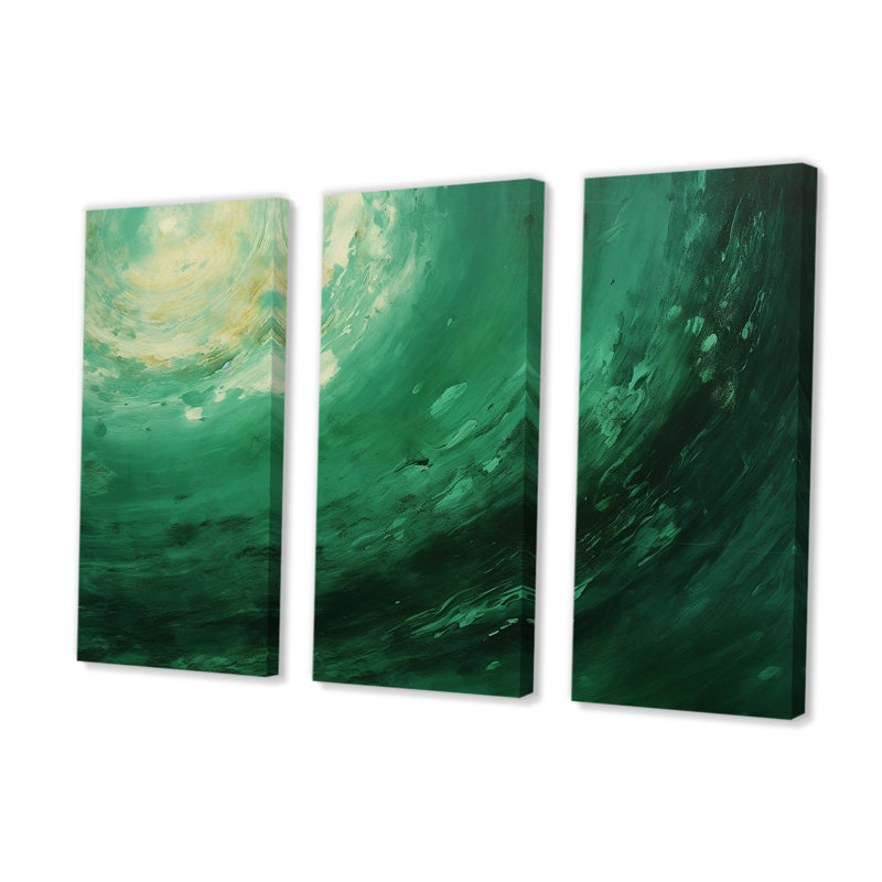 Jade Jupiter, planète dans l'espace II - notre ensemble d'art mural système solaire, H 28 po x l 36 po x P 1 po, Toile tendue