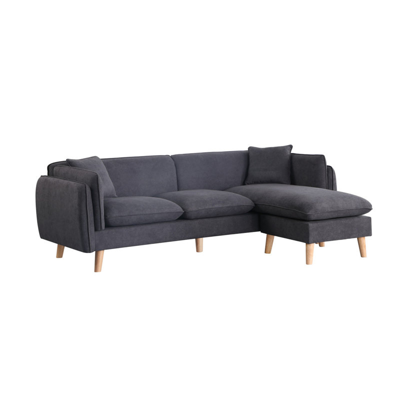 Brando 86.5"W Dark Gray Fabric Sectional Sofa Chaise