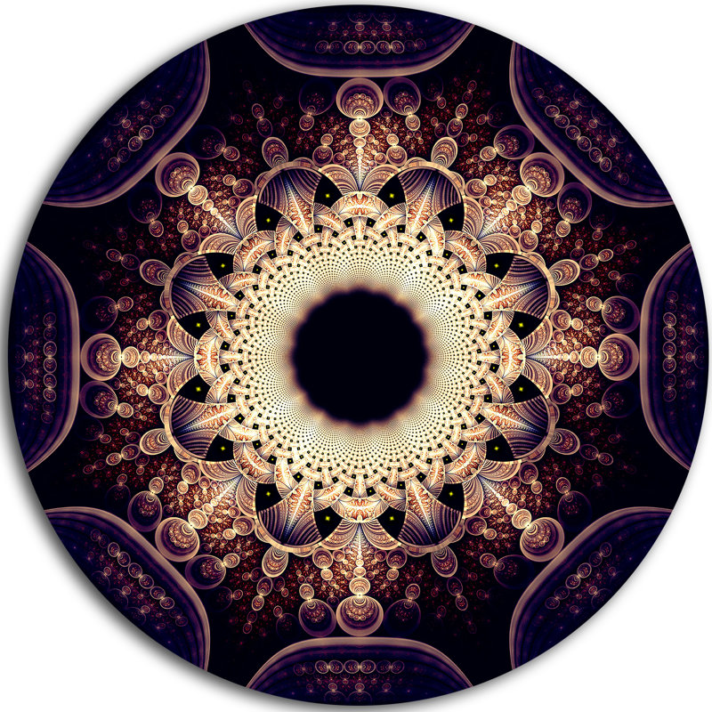 « rounded symmetrical yellow fleur », impression sur métal, H 23 po x l 23 po x P 1 po