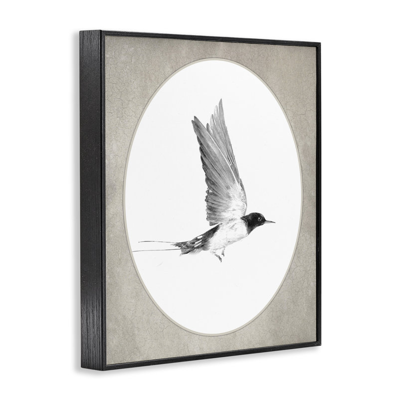 Oiseau en vol, giclée encadrée, design avec lettres et doublure, H 14 po x l 11 po, Giclée encadrée noir minuit