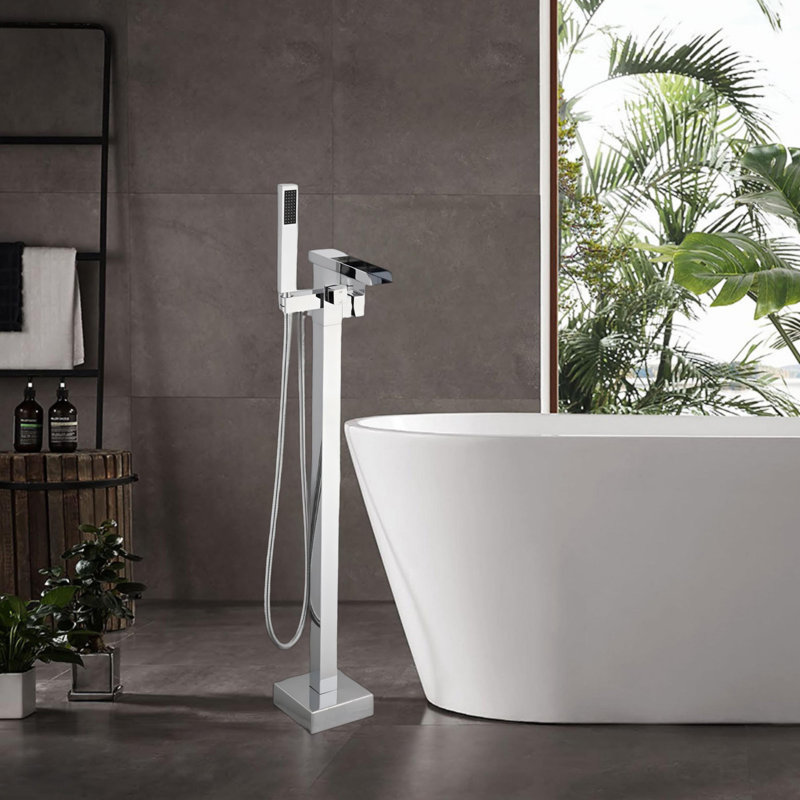 Floor Waterfall Faucet with Diverter, Chrome