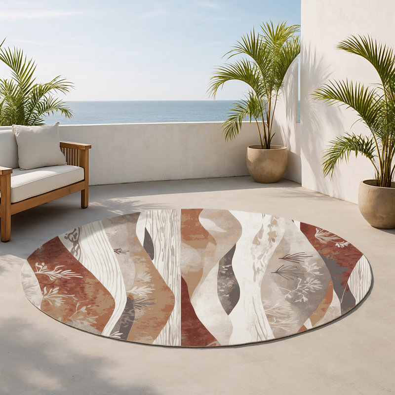 Tapis intérieur et extérieur Sunset Flow, Rond 5 pi