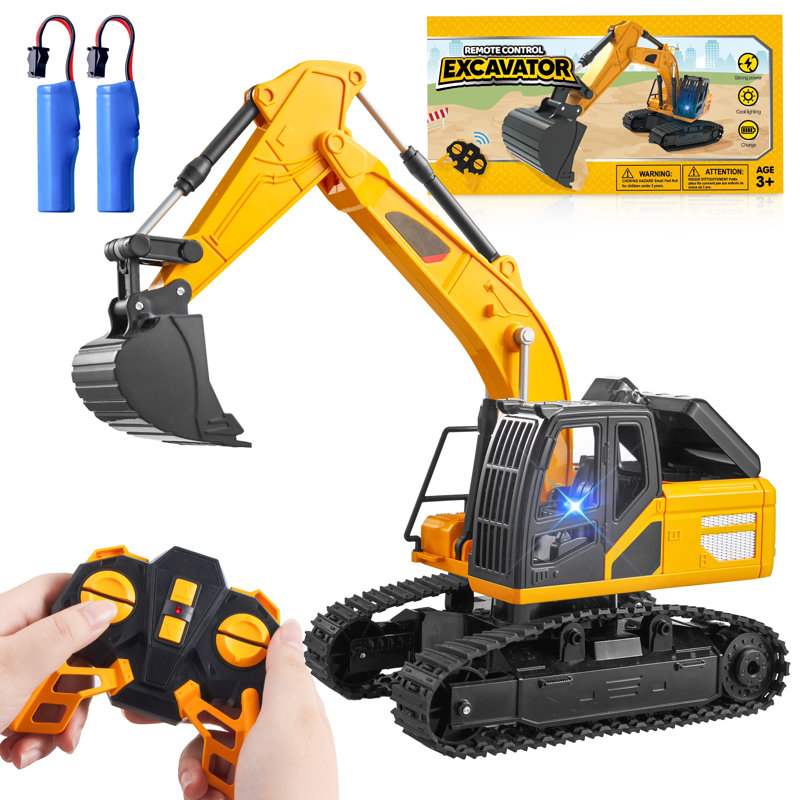 Jouets télécommandés pour la construction de pelles pour garçons 3 à 5, jouets de construction pour véhicules de construction avec pelle pour jouets d'extérieur