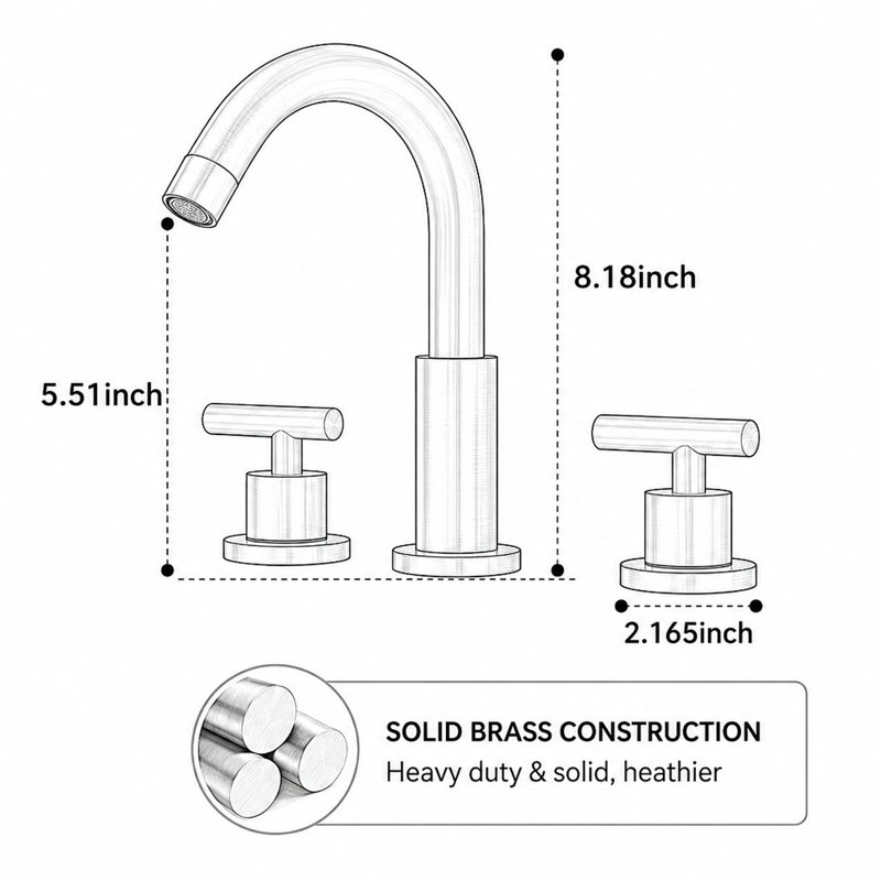 Robinet de salle de bain à deux poignées avec bonde intégrée, fini nickel brossé, Nickel brossé