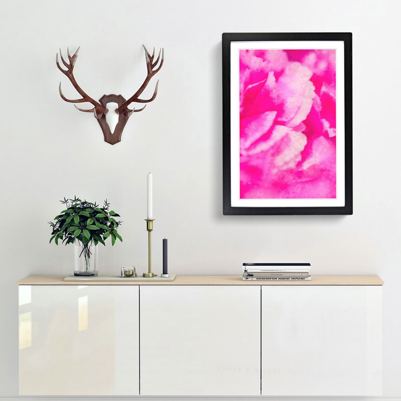 Pink Petals In Bloom - Single Picture Frame Print on MDF, 33cm H x 24cm W x 2cm D, Black Framed