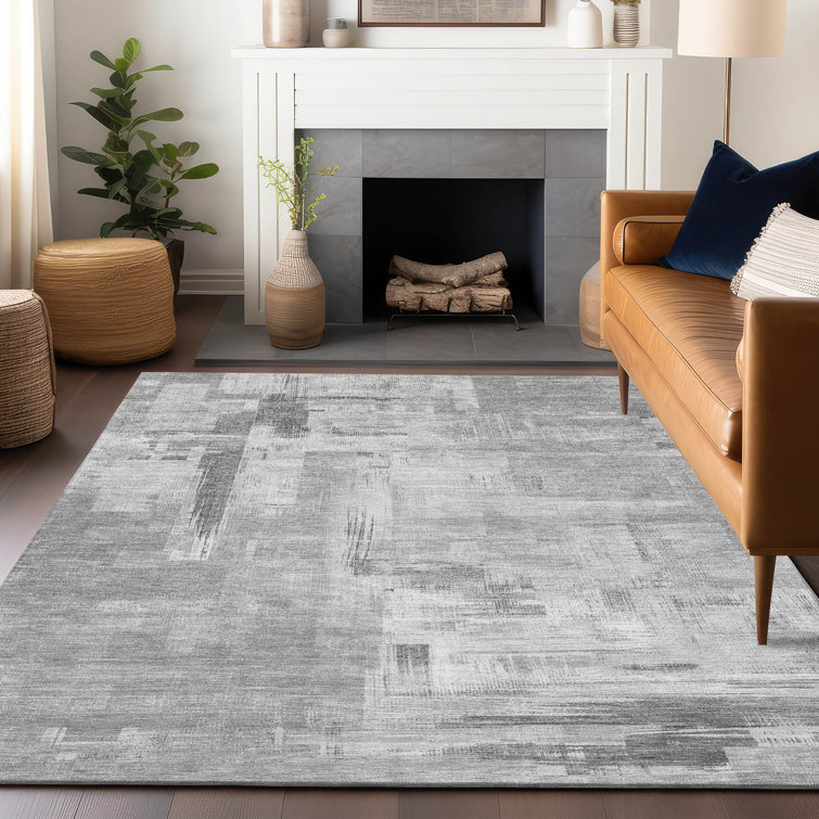 Machine Washable Indoor/Outdoor Christain ACN1339 Gray Rug