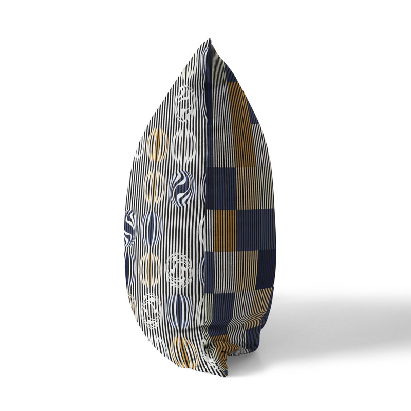 Geometric Gridscape  Square Throw Pillow, 20"H x 20"W, Blue/Yellow