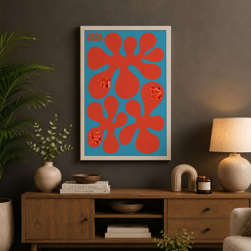 Three Starburst Blooms Mid-Century - Wrapped Canvas, 36x24 - 91.4 x 61.0 cm, White Border
