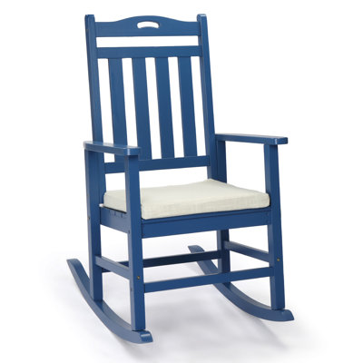 Green Solid Wood Patio Rocking Chair With Cushion And Footrest by Ophelia & Co.
