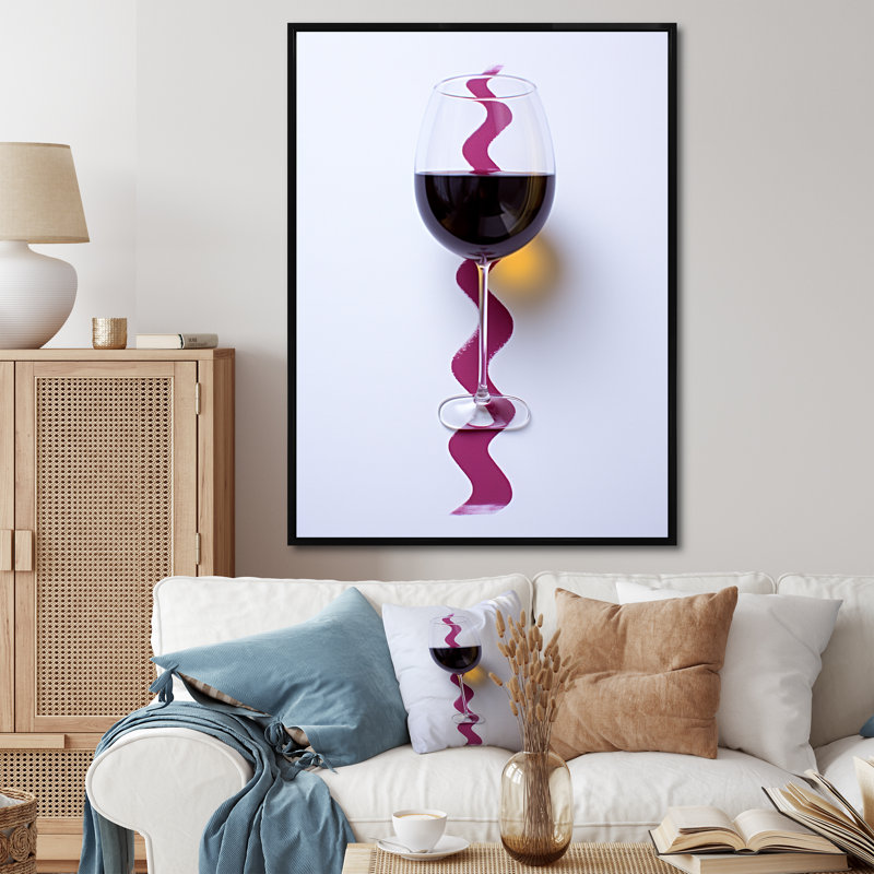 «Red Wine Glass», présentation sur toile, Cadre flottant noir, H 32 po x l 24 po x P 1 po