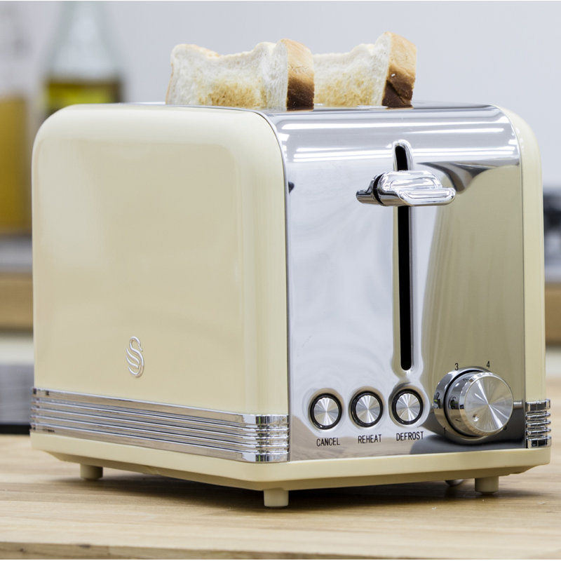 Retro 2 Slice Toaster, Cream
