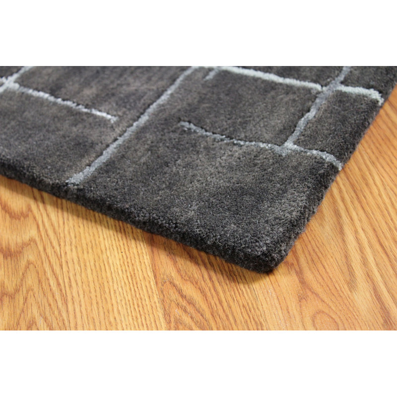 Tapis noir en laine touffeté à la main Ripon, Rectangle 5 pi x 8 pi