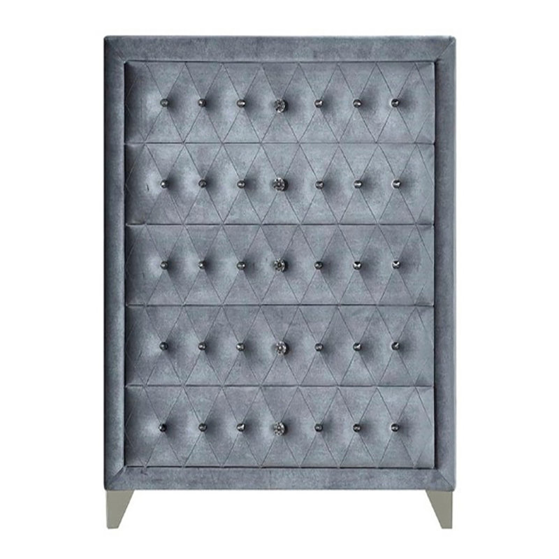 Commode rembourrée 5 tiroirs Ralston, gris