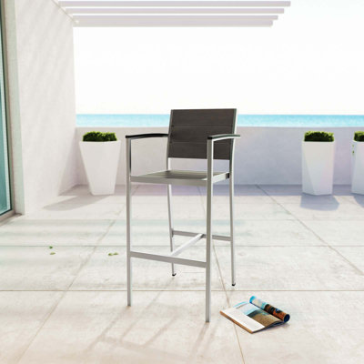 Modway Shore Aluminum Outdoor Patio Bar Stool in Silver Gray by Modway