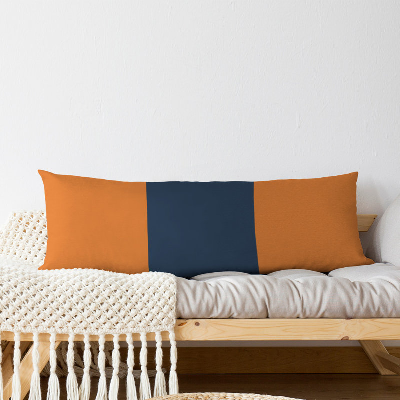 Abel Polyester Medium Pillow, Orange/Blue/Orange