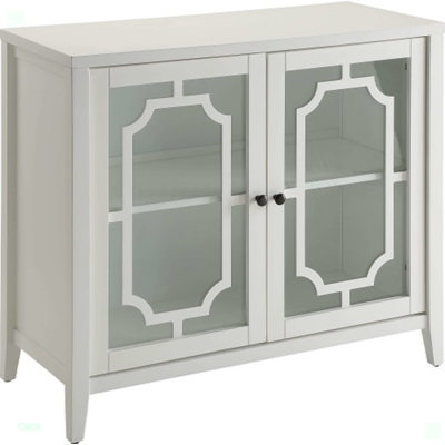 Pembroke Contemporary Rectangular 2-Door Console Table with Wooden Tapered Leg in White by Winston Porter
