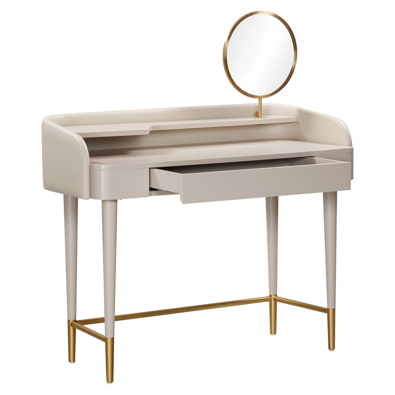 Carleen Penelope Vegan Leather Wrapped Vanity Desk, Taupe