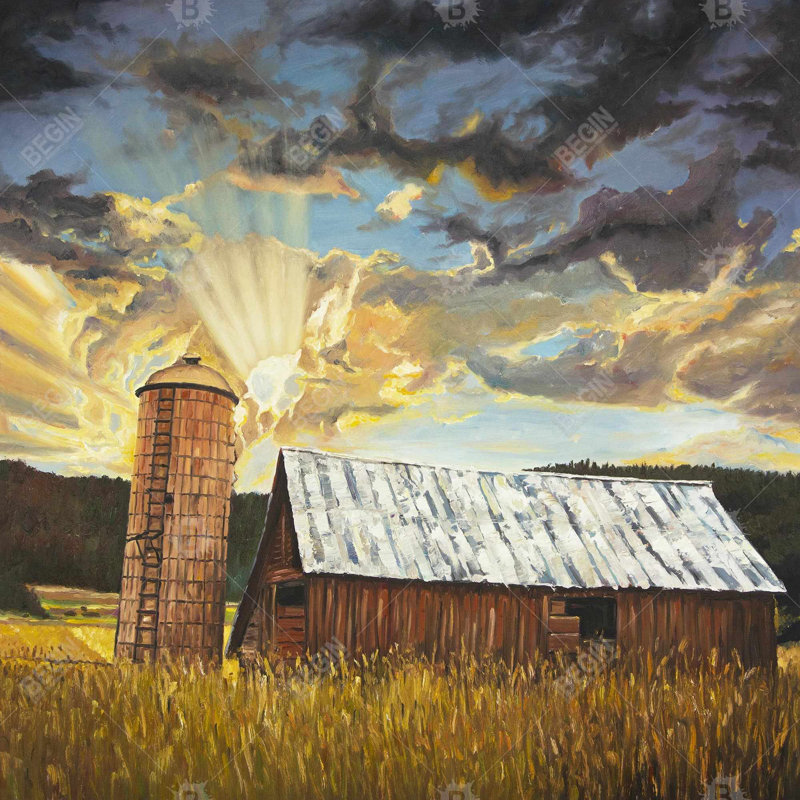 Hay Barn - imprimé mat pour la cuisine, H 24 po x l 24 po, Noir