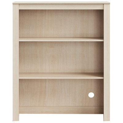 3 Tier Bookcase With Adjustable Shelf And Cable Hole, Natural