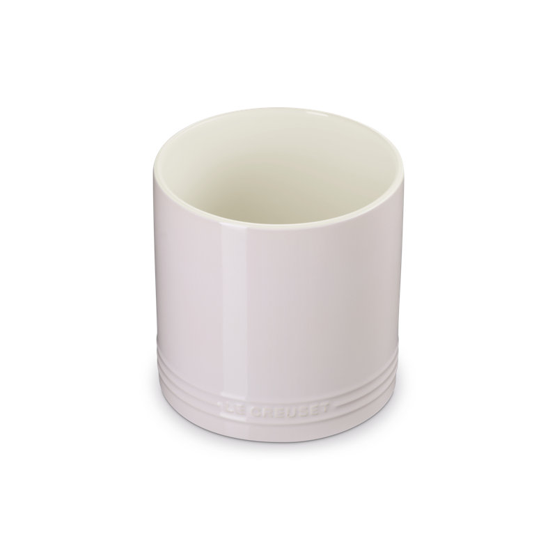 Le Creuset Stoneware Signature Utensil Crock, 2.7 Qt. - Sea Salt, 5.5" H x 5.1" W x 5.1" D, White