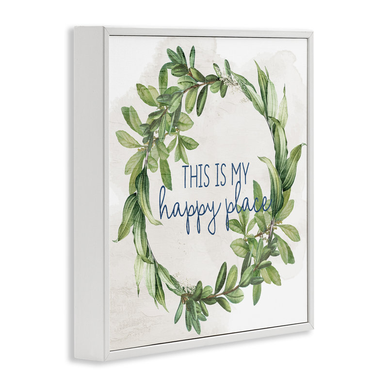 «Happy Place Wreath», art de la giclée encadrée par Anne Bailey, Giclée encadrée blanc bord de mer, H 12 po x l 12 po