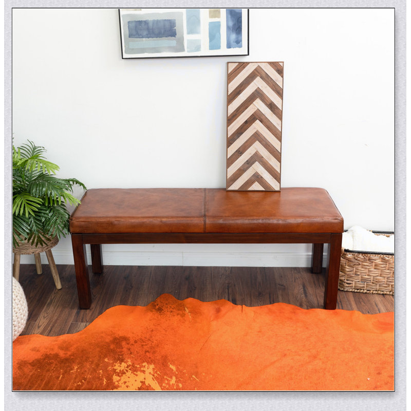 Banc en cuir brun clair Austin avec lignes Design simple, confortable et durable, banc multifonctionnel