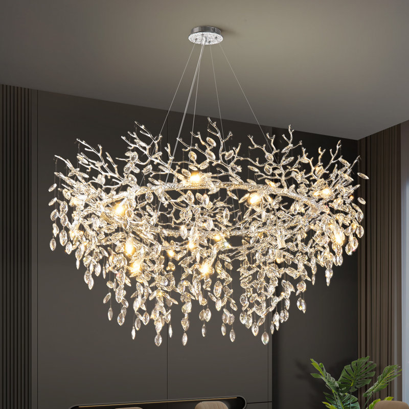Lustre en cristal 47 po, Argent argent