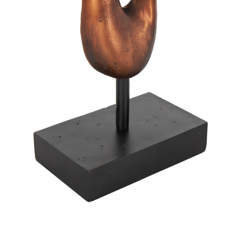 Sculpture abstraite en polystone Cole et gris avec base rectangulaire noire