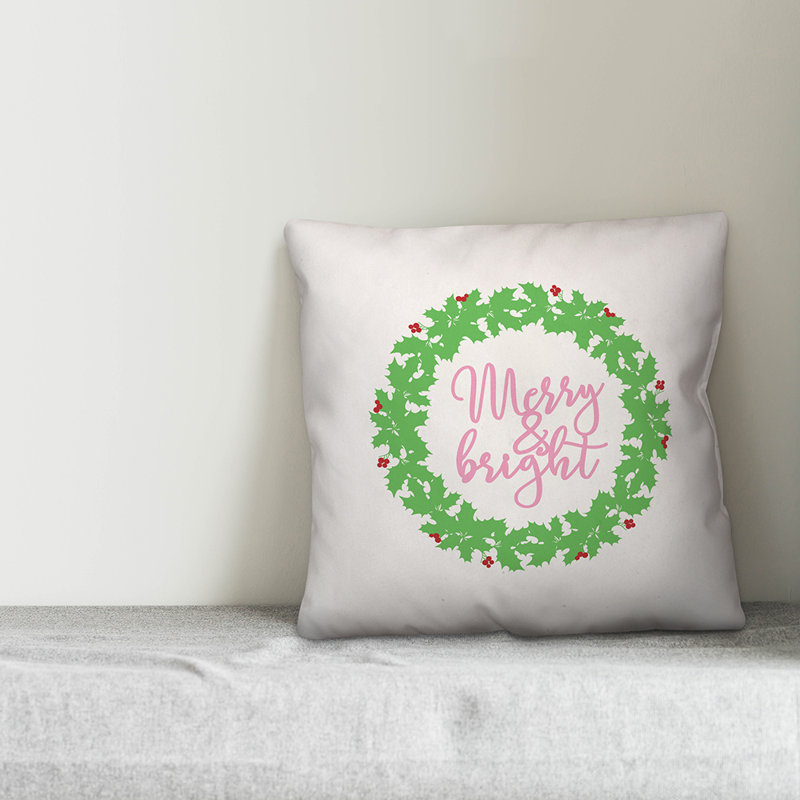  Housse de coussin Merry and Bright, 16 po x 1 po, Polyester/ Bourre en polyester