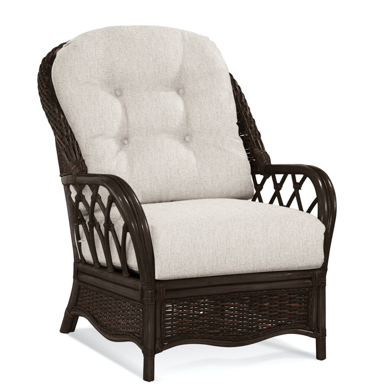Everglade Rattan Arm Chair, Snow Crypton Performance; 0884-91, Coffee